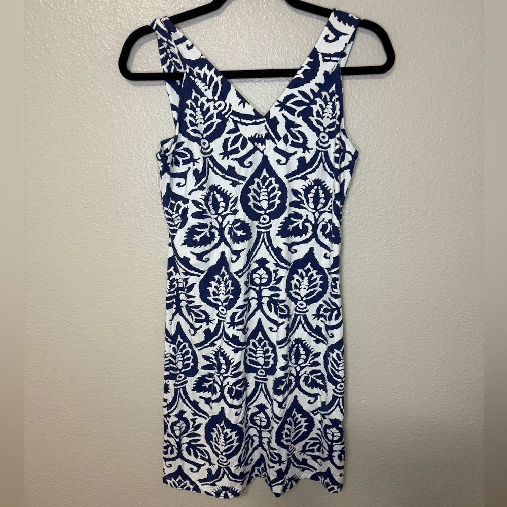 J. McLaughlin Navy and White Patterned Dress